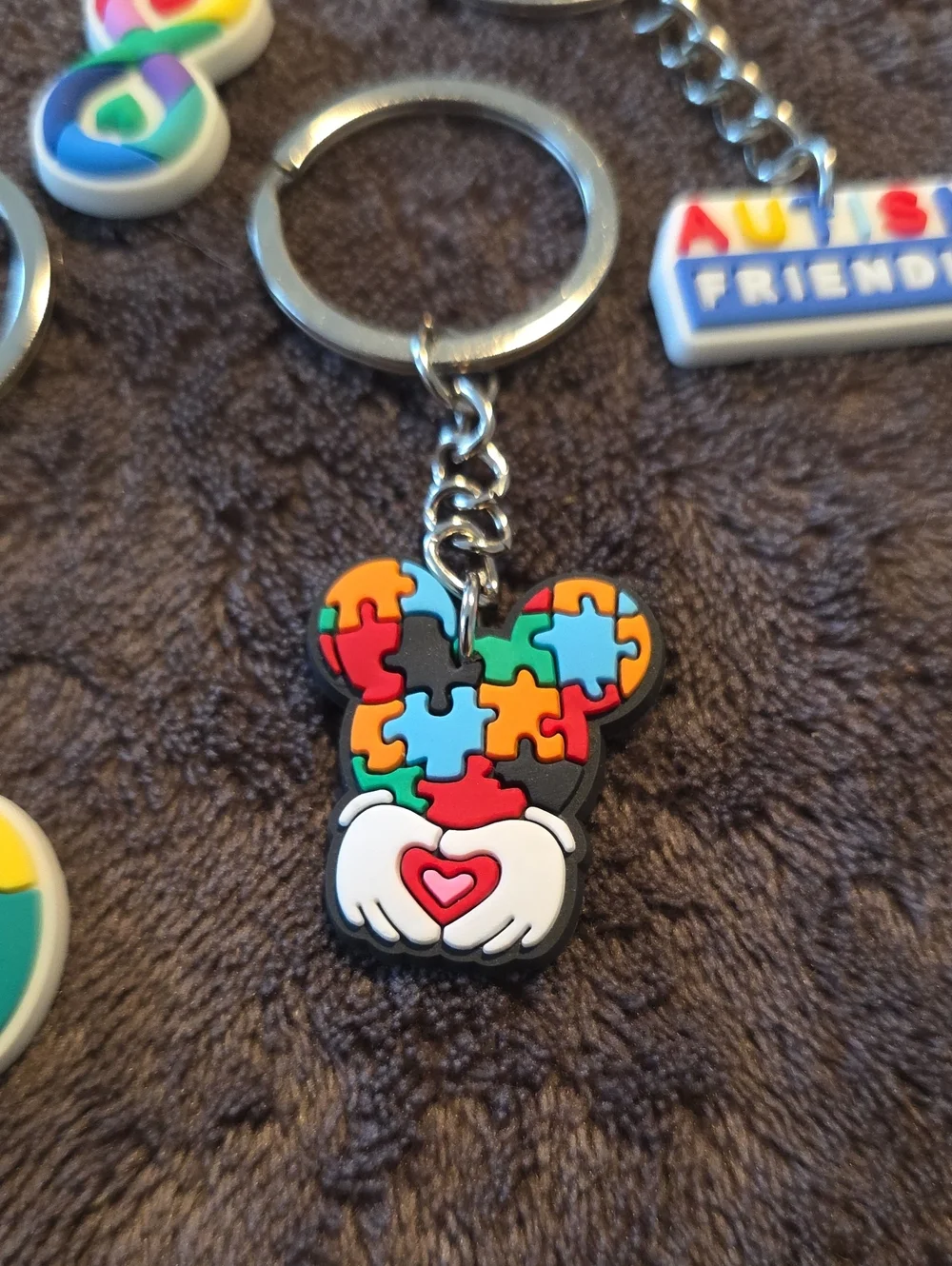 Autism Awareness Neurodiversity Keychain Set 5pc Puzzle Infinity